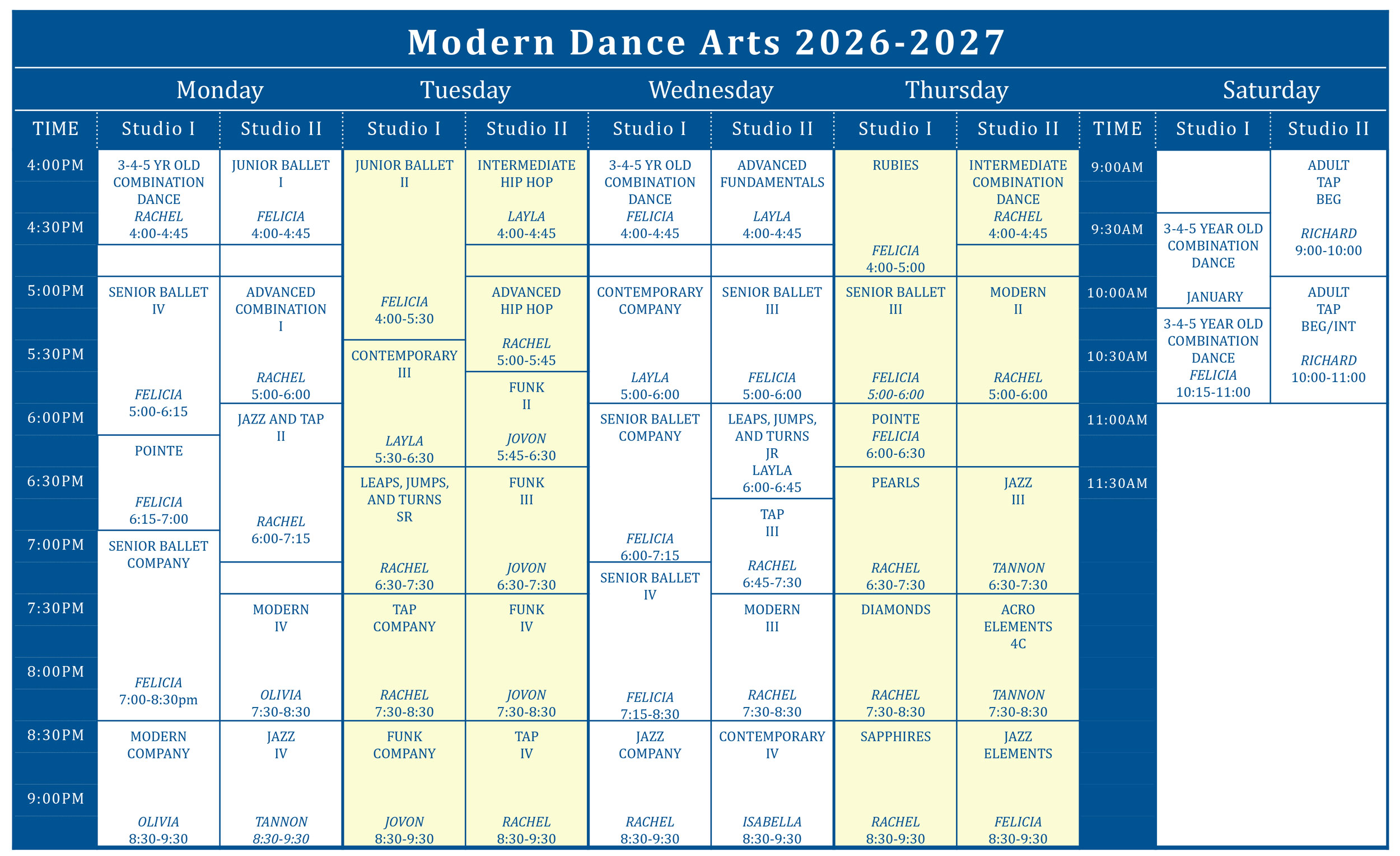 Class Schedule